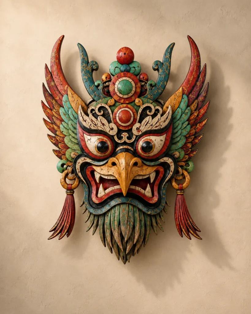 Boqi Divine Bird Nuo Mask Sculpture