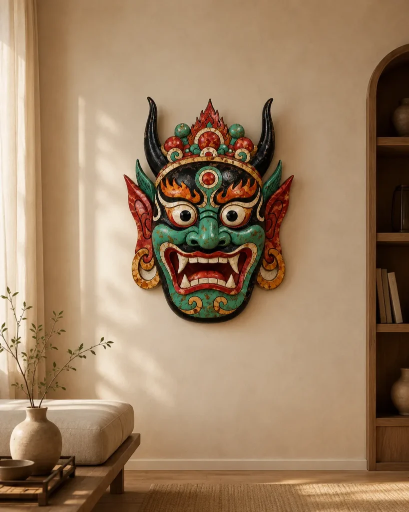 Tuonuo Turquoise Nuo Mask Sculpture